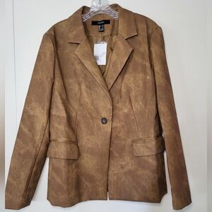 Faux Leather Women's Blazer
